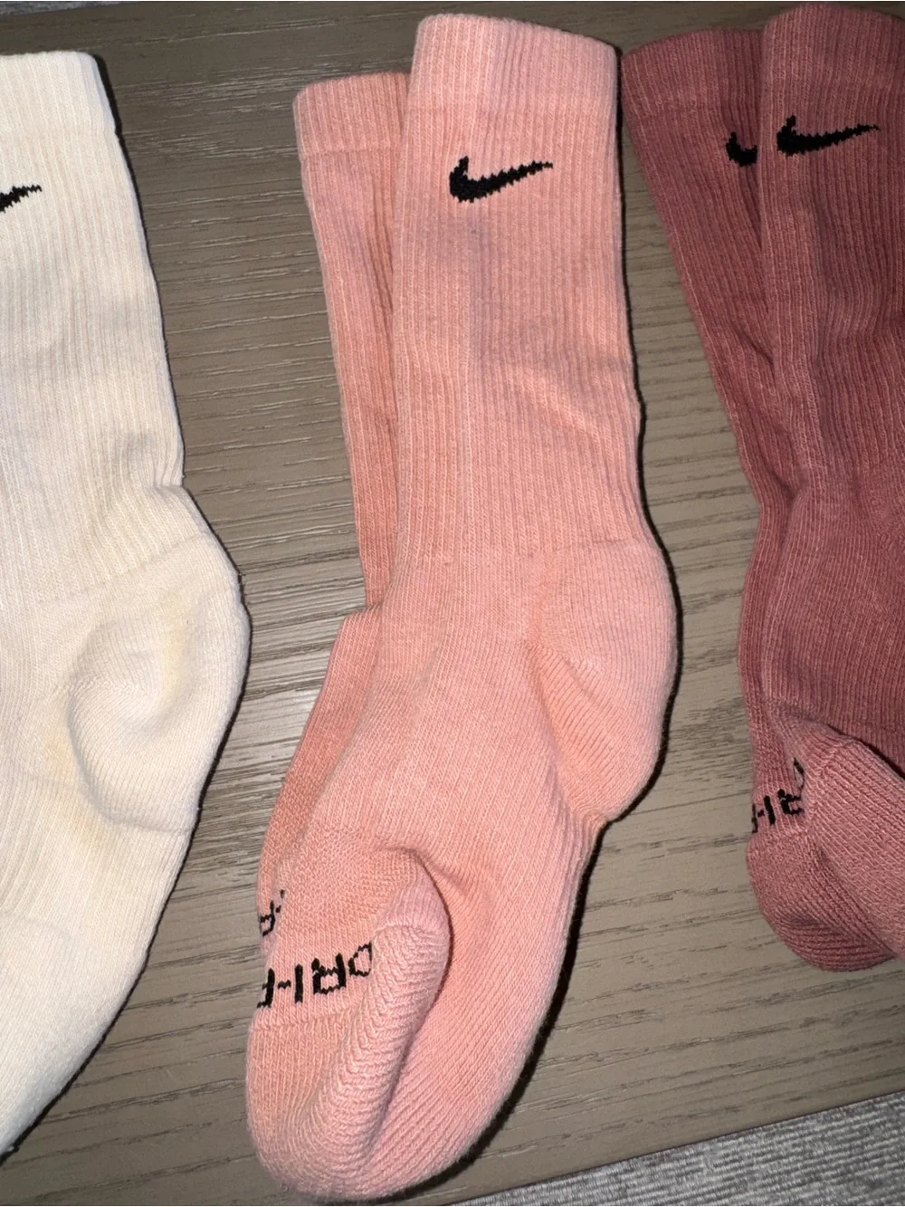 Nike Kids dri-fit Crew Socks in Pink, Peach, Cream & Rust Tones